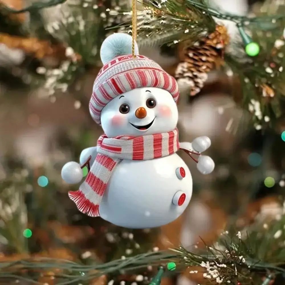 5pcs Acrylic Snowman Christmas Tree Hanging Ornaments 4