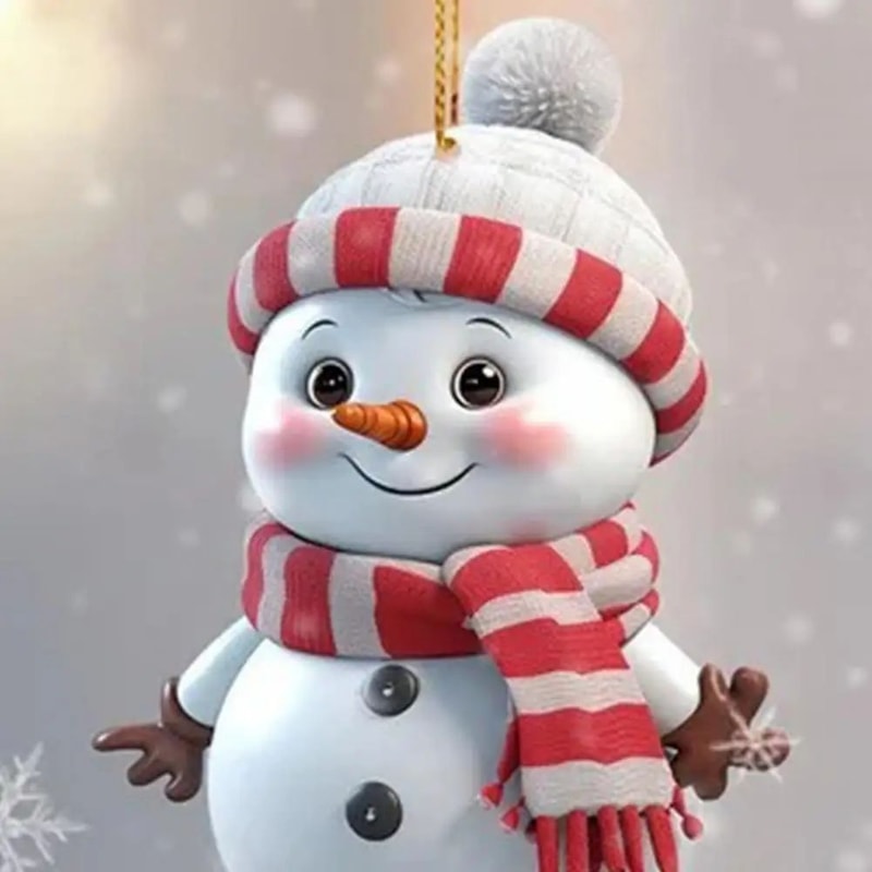 5pcs Acrylic Snowman Christmas Tree Hanging Ornaments 5