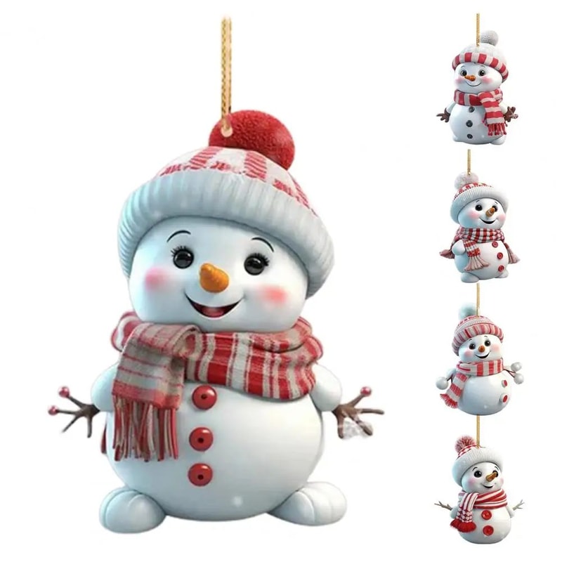 5pcs Acrylic Snowman Christmas Tree Hanging Ornaments 13