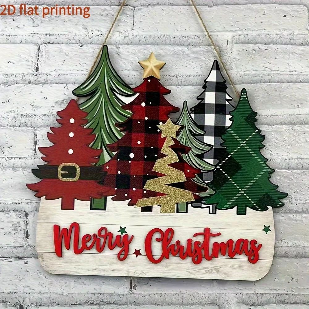 Wooden Santa Merry Christmas Wall Hanging Decoration 0