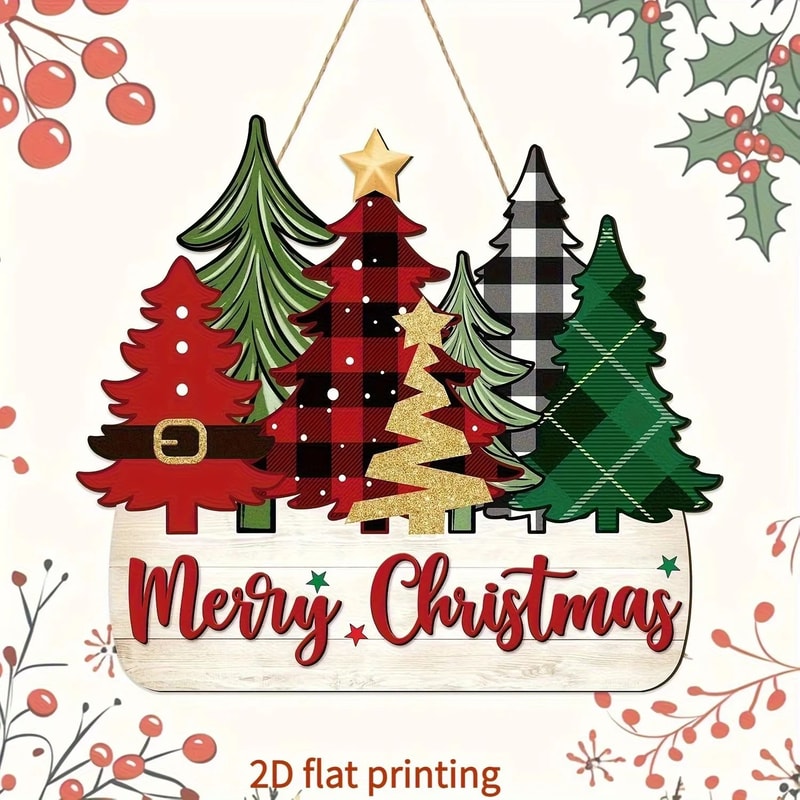 Wooden Santa Merry Christmas Wall Hanging Decoration 1