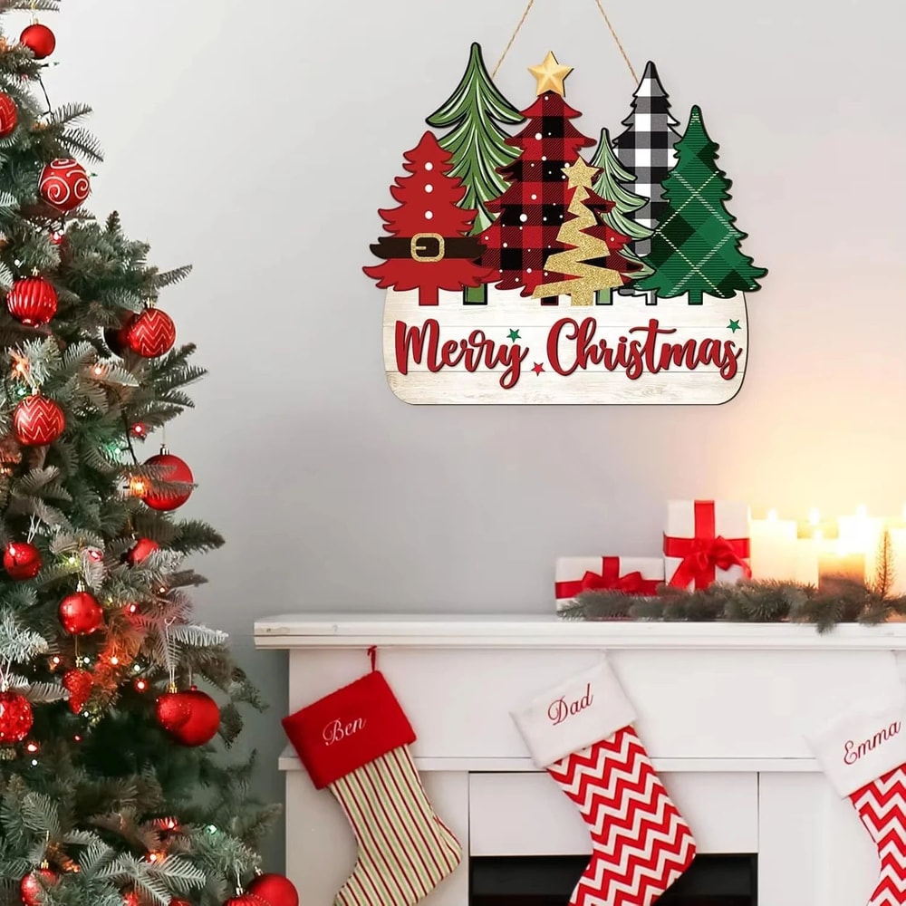 Wooden Santa Merry Christmas Wall Hanging Decoration 3