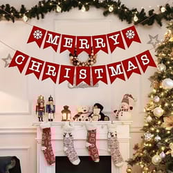 16pcs christmas non woven bunting flag decoration set