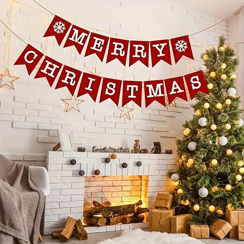 16pcs Christmas Non Woven Bunting Flag Decoration Set 4