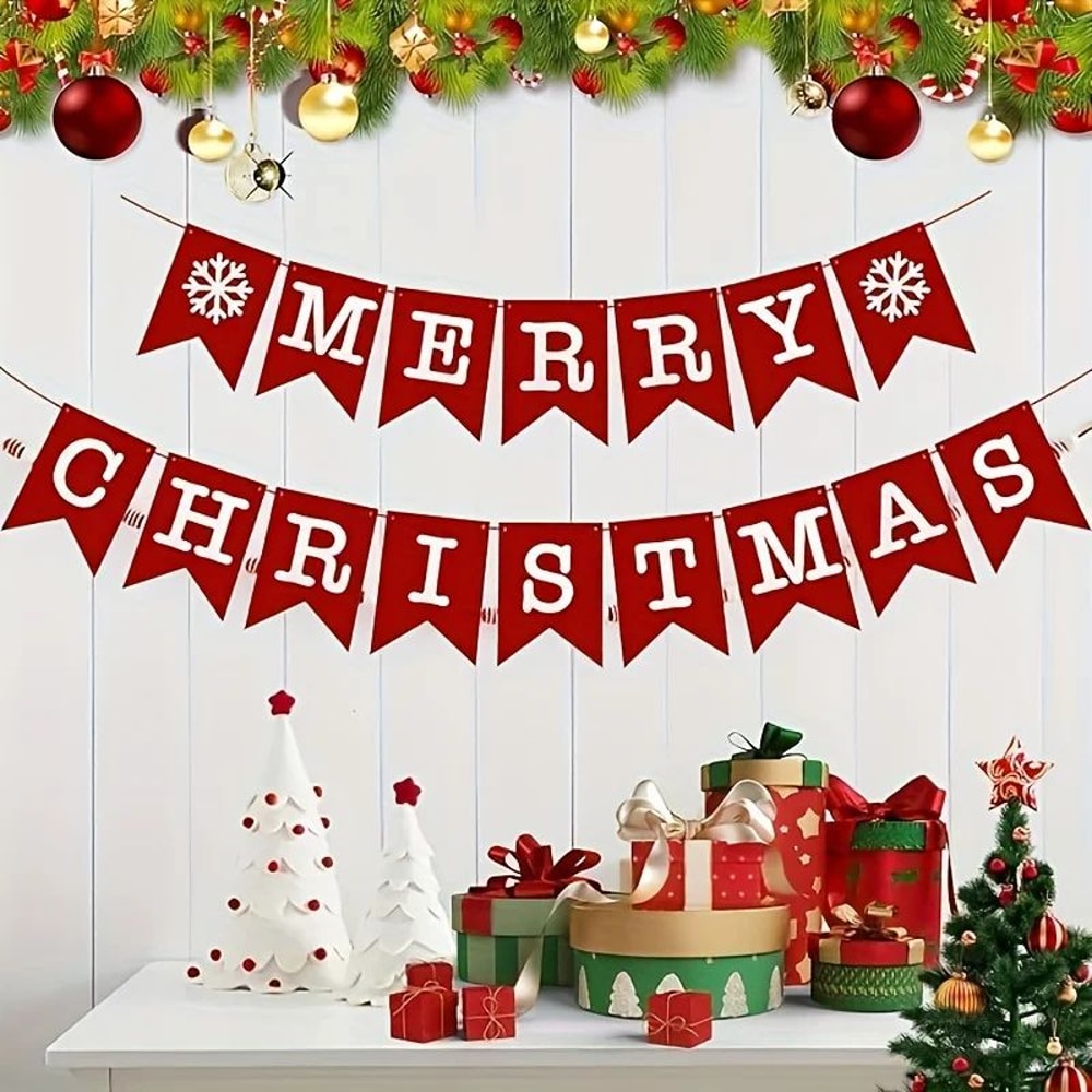 16pcs Christmas Non Woven Bunting Flag Decoration Set 5