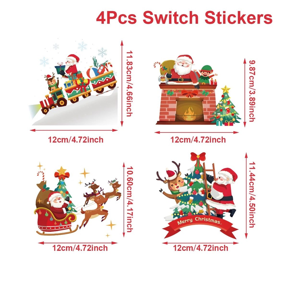 4pcs Santa Reindeer Christmas Light Switch Wall Stickers 6