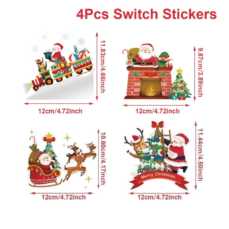 4pcs Santa Reindeer Christmas Light Switch Wall Stickers 6