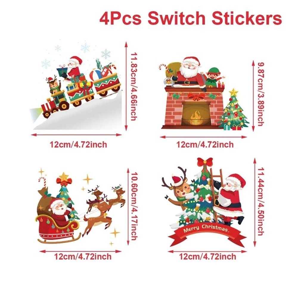 4pcs Santa Reindeer Christmas Light Switch Wall Stickers 11