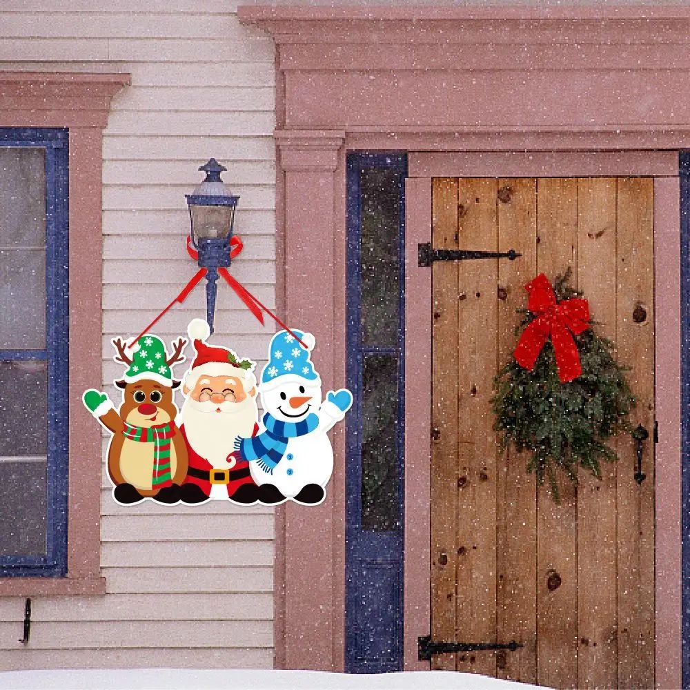 Christmas Door Hanging Paper Banner Santa Snowman Car Decor 2