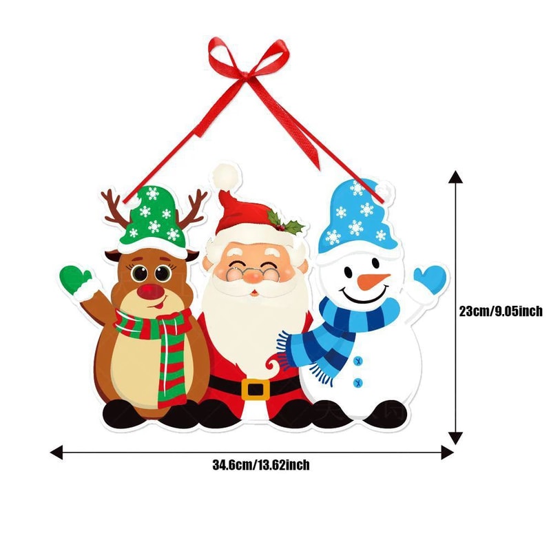 Christmas Door Hanging Paper Banner Santa Snowman Car Decor 4