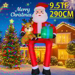 9.5ft led inflatable santa reindeer christmas yard decoration