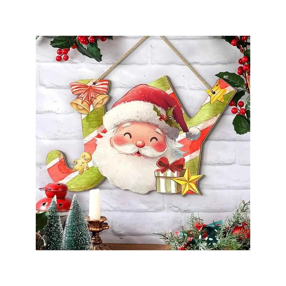 Colorful Joy Wooden Christmas Door Wall Hanging Sign 5