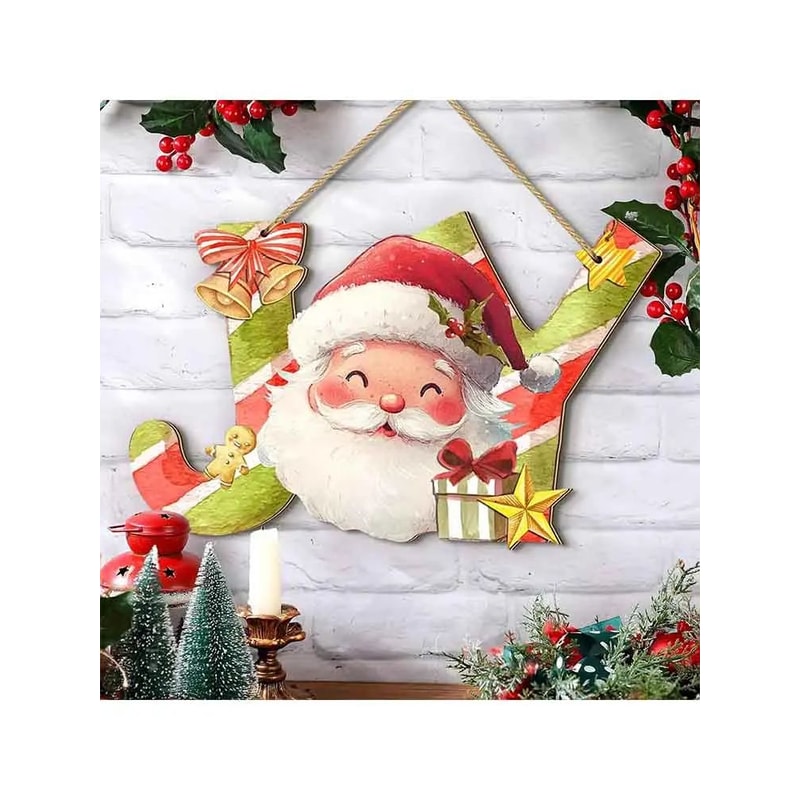 Colorful Joy Wooden Christmas Door Wall Hanging Sign 5