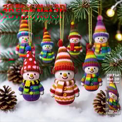 16pcs wooden snowman christmas tree hanging ornaments set