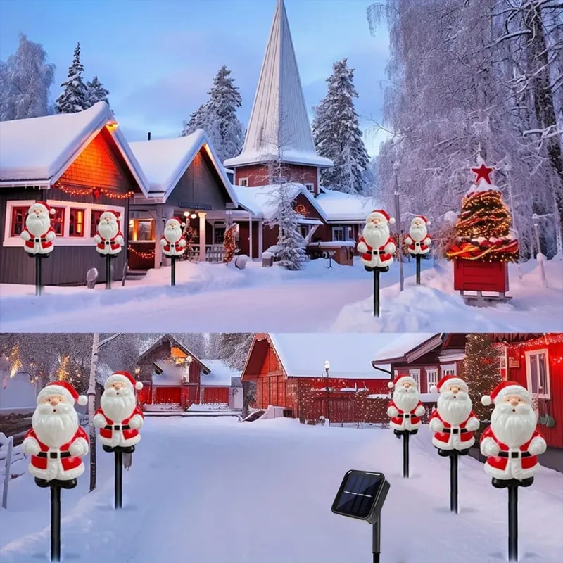 5pcs Solar Santa Claus Christmas Pathway Stake Lights 2