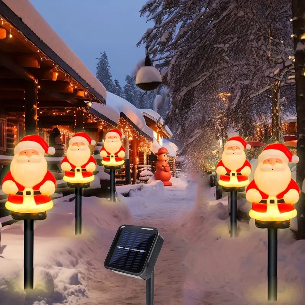 5pcs Solar Santa Claus Christmas Pathway Stake Lights 7