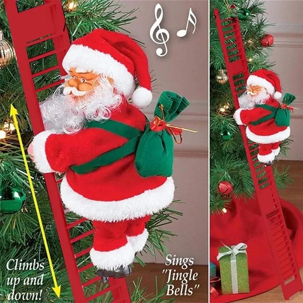 Electric Climbing Santa Ladder Musical Christmas Decoration 8