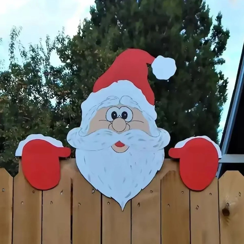 Santa Claus Fence Peeker Christmas Yard Decoration 1