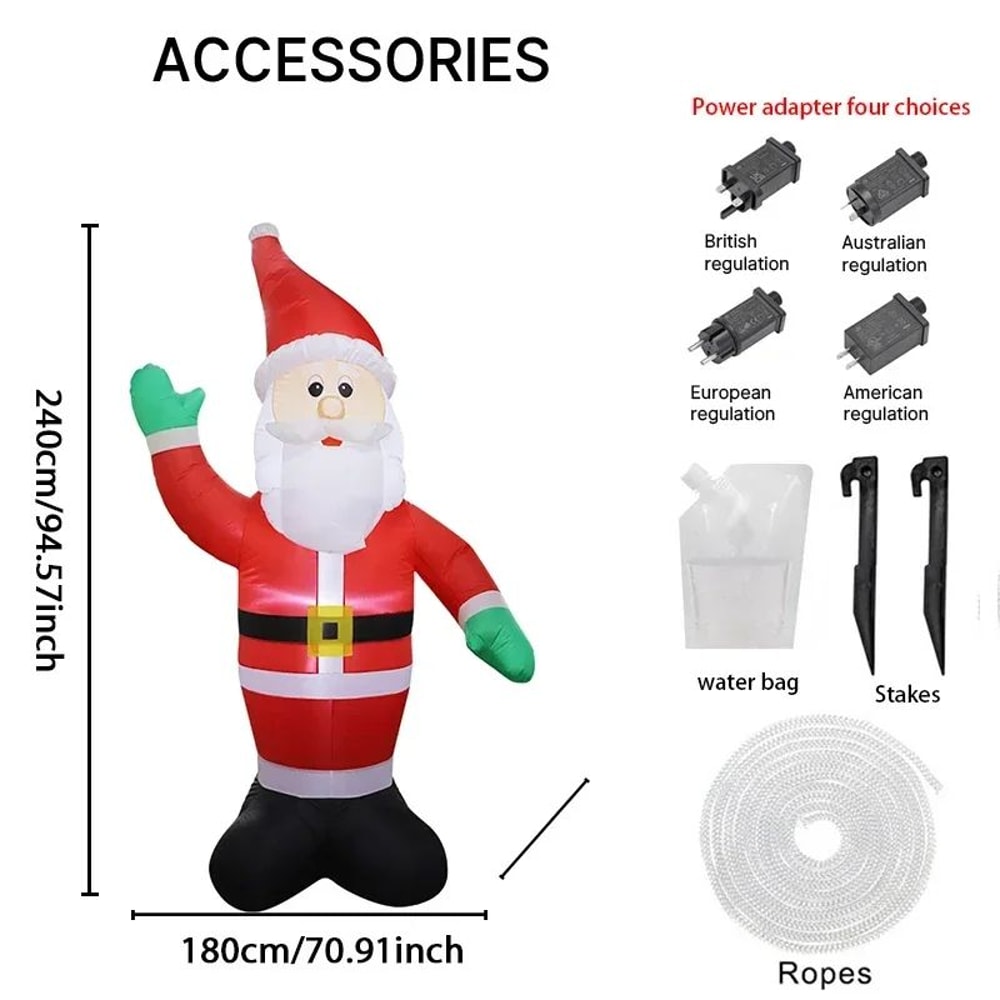 787FT LED Inflatable Waving Santa Christmas Yard Decoration 5