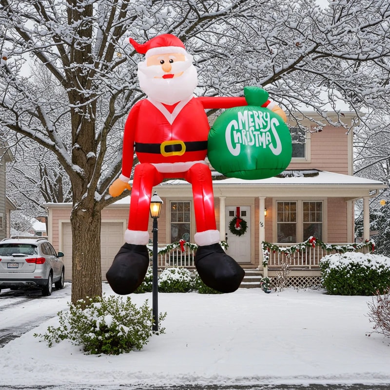 8FT Climbing Santa Inflatable LED Christmas Yard Decoration 0