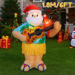 6ft led inflatable hawaiian santa with guitar yard decoration