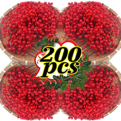 artificial red holly berry stems for christmas tree and wreath decor