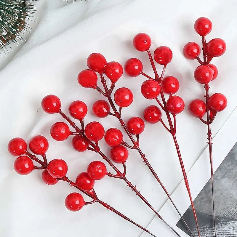 Artificial Red Holly Berry Stems For Christmas Tree And Wreath Decor 2