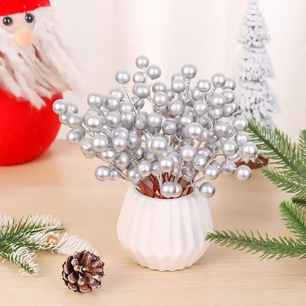 Artificial Red Holly Berry Stems For Christmas Tree And Wreath Decor 13