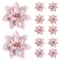 Glitter Pink Christmas Poinsettia Flower Ornaments For Tree Decor 10