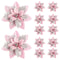 Glitter Pink Christmas Poinsettia Flower Ornaments For Tree Decor 10