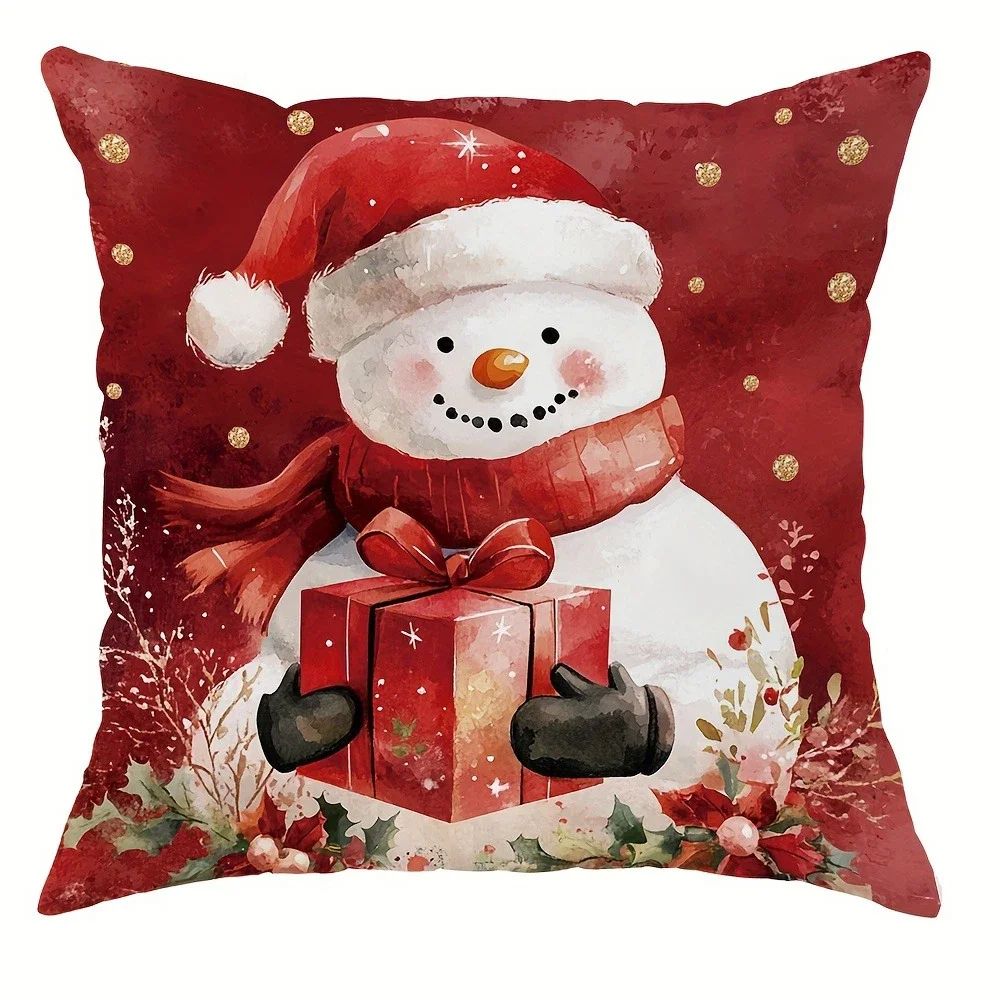 Christmas Santa Snowman Pillow Cover For Sofa And Home Decor 12