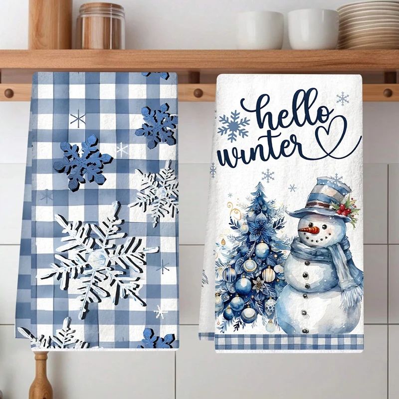 Merry Christmas Snowman Kitchen Towels Set 0
