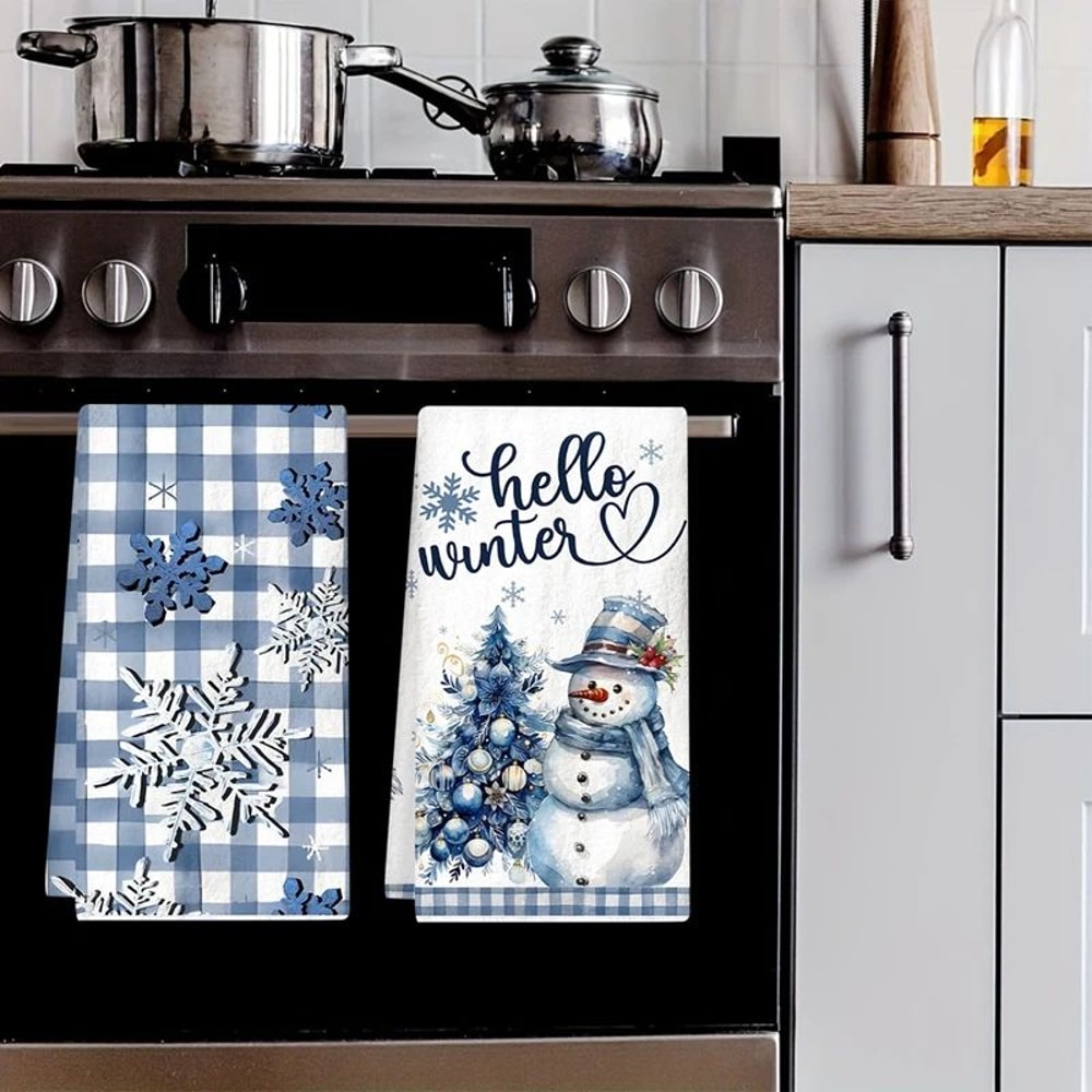 Merry Christmas Snowman Kitchen Towels Set 1