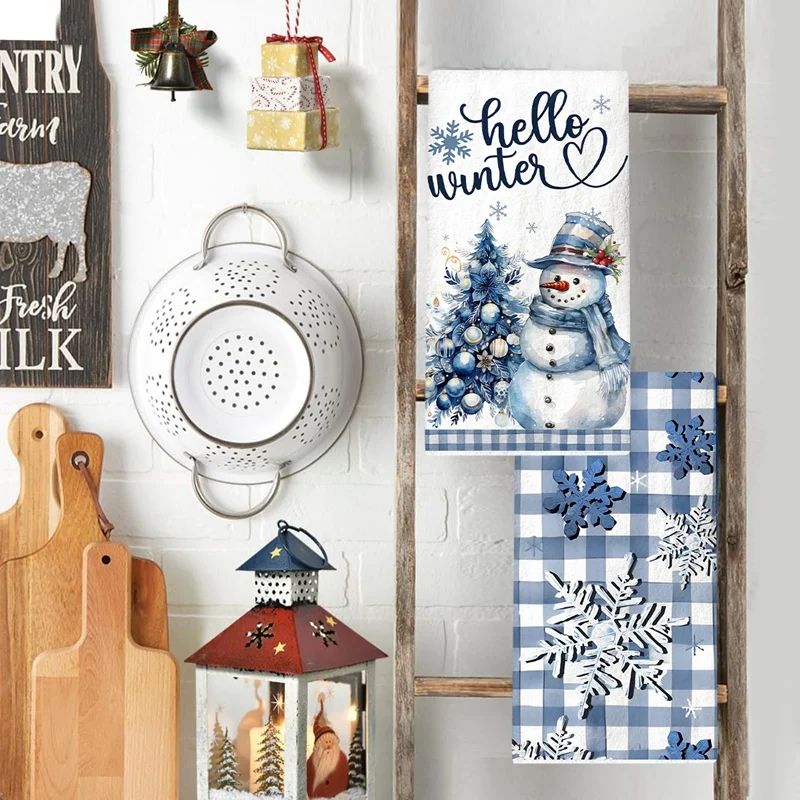 Merry Christmas Snowman Kitchen Towels Set 5