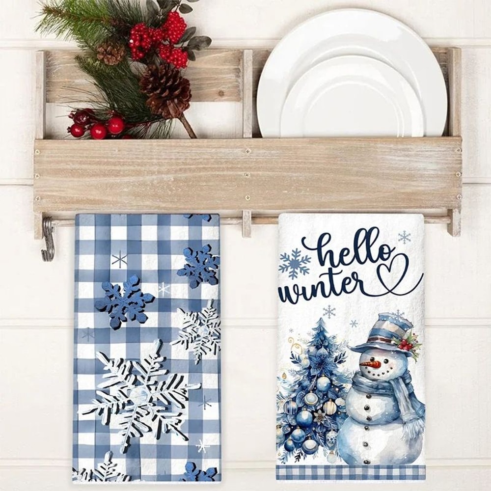 Merry Christmas Snowman Kitchen Towels Set 6