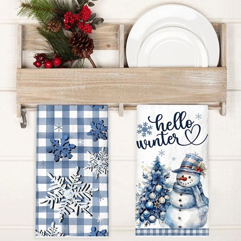 Merry Christmas Snowman Kitchen Towels Set 6