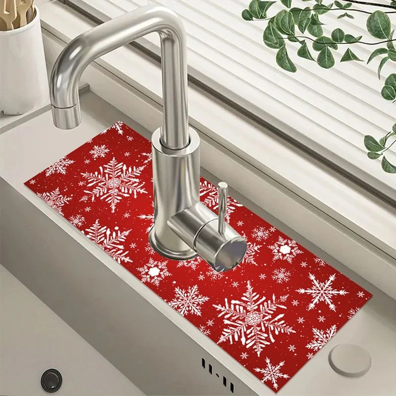 Christmas Kitchen Sink Faucet Absorbent Mat 1