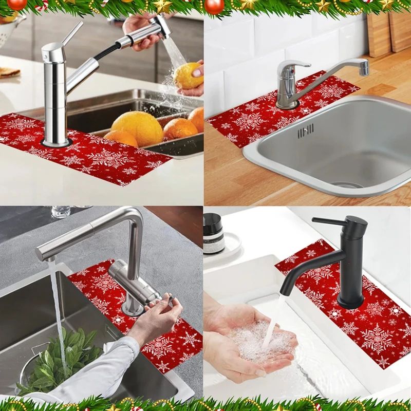 Christmas Kitchen Sink Faucet Absorbent Mat 5