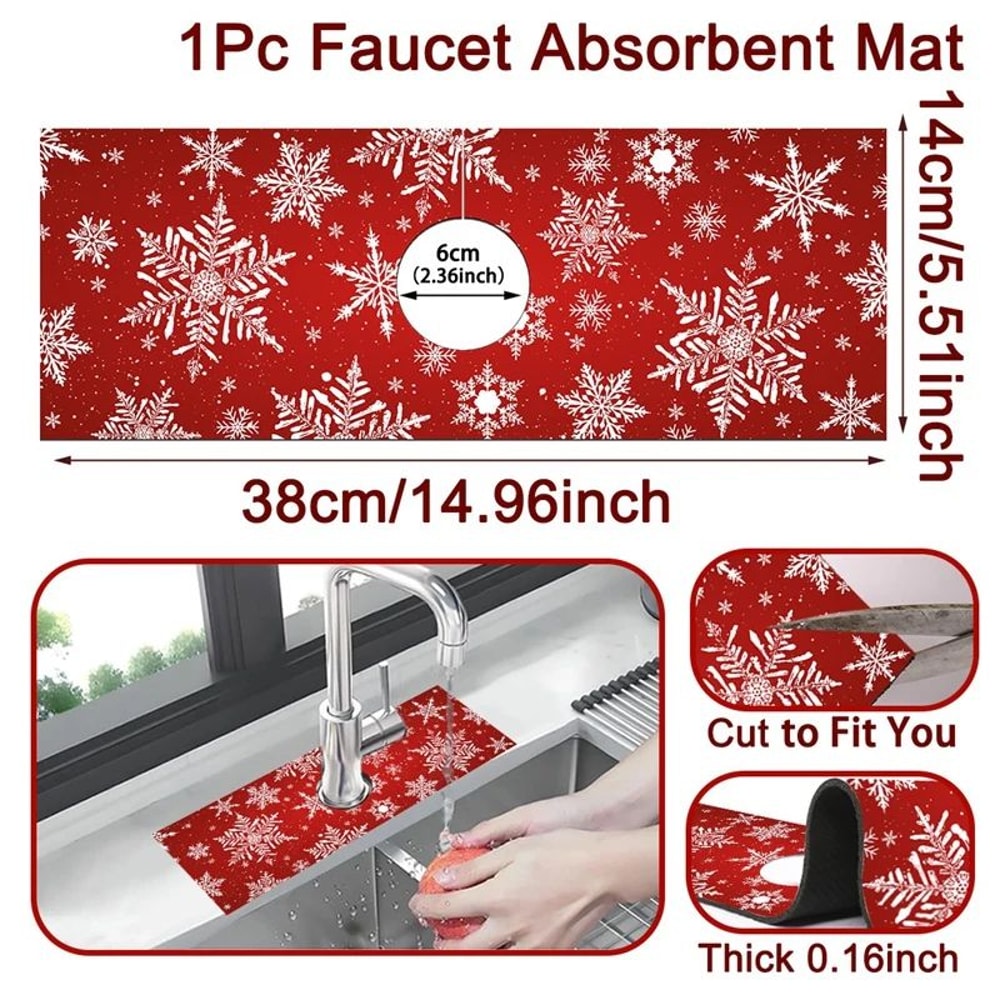 Christmas Kitchen Sink Faucet Absorbent Mat 6