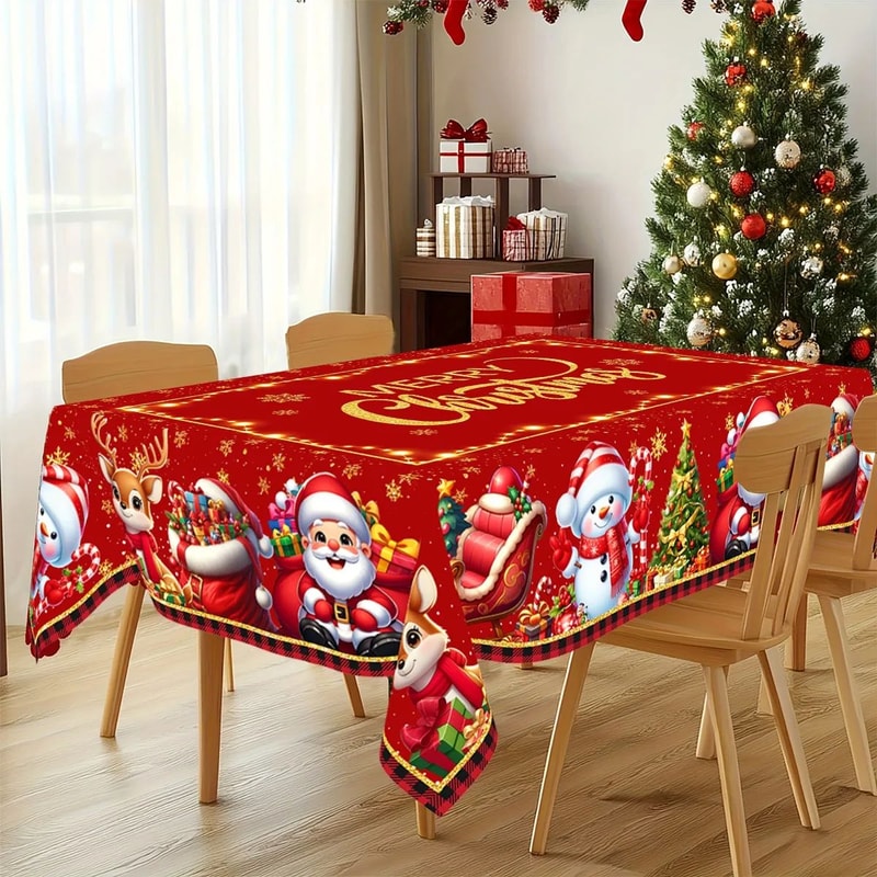 Santa Claus Christmas Tablecloth For Holiday Party Decor 1