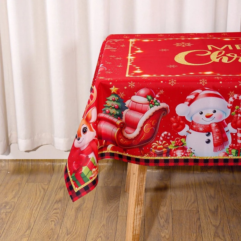 Santa Claus Christmas Tablecloth For Holiday Party Decor 6