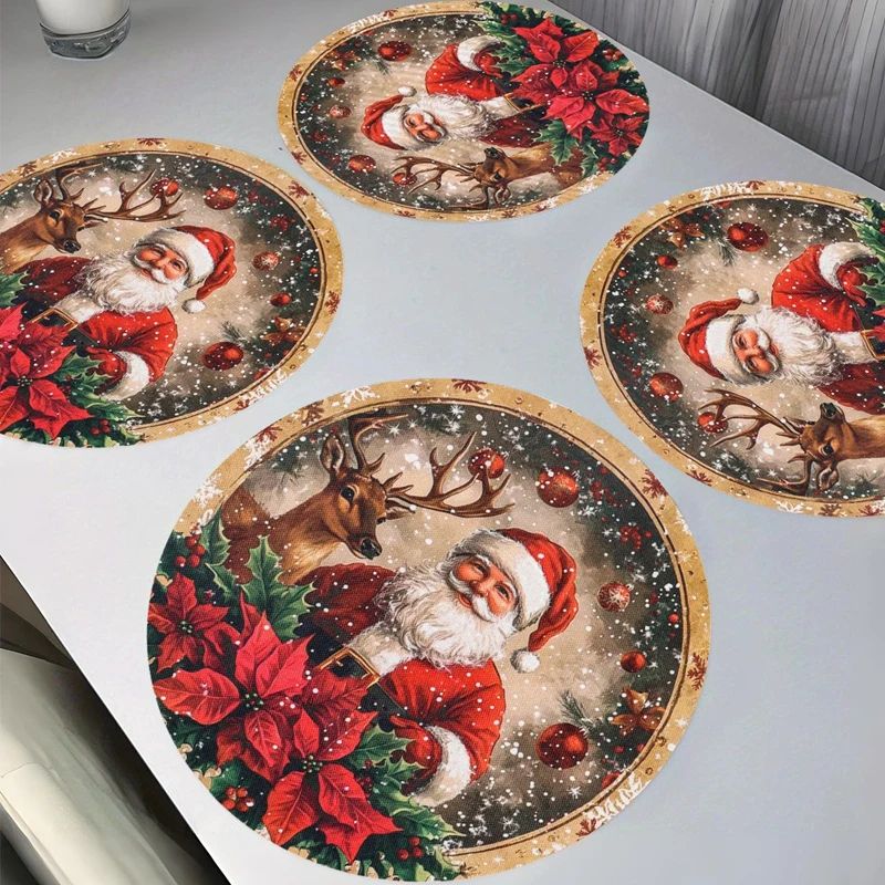 Christmas Santa Snowman Linen Placemat Table Mat 3