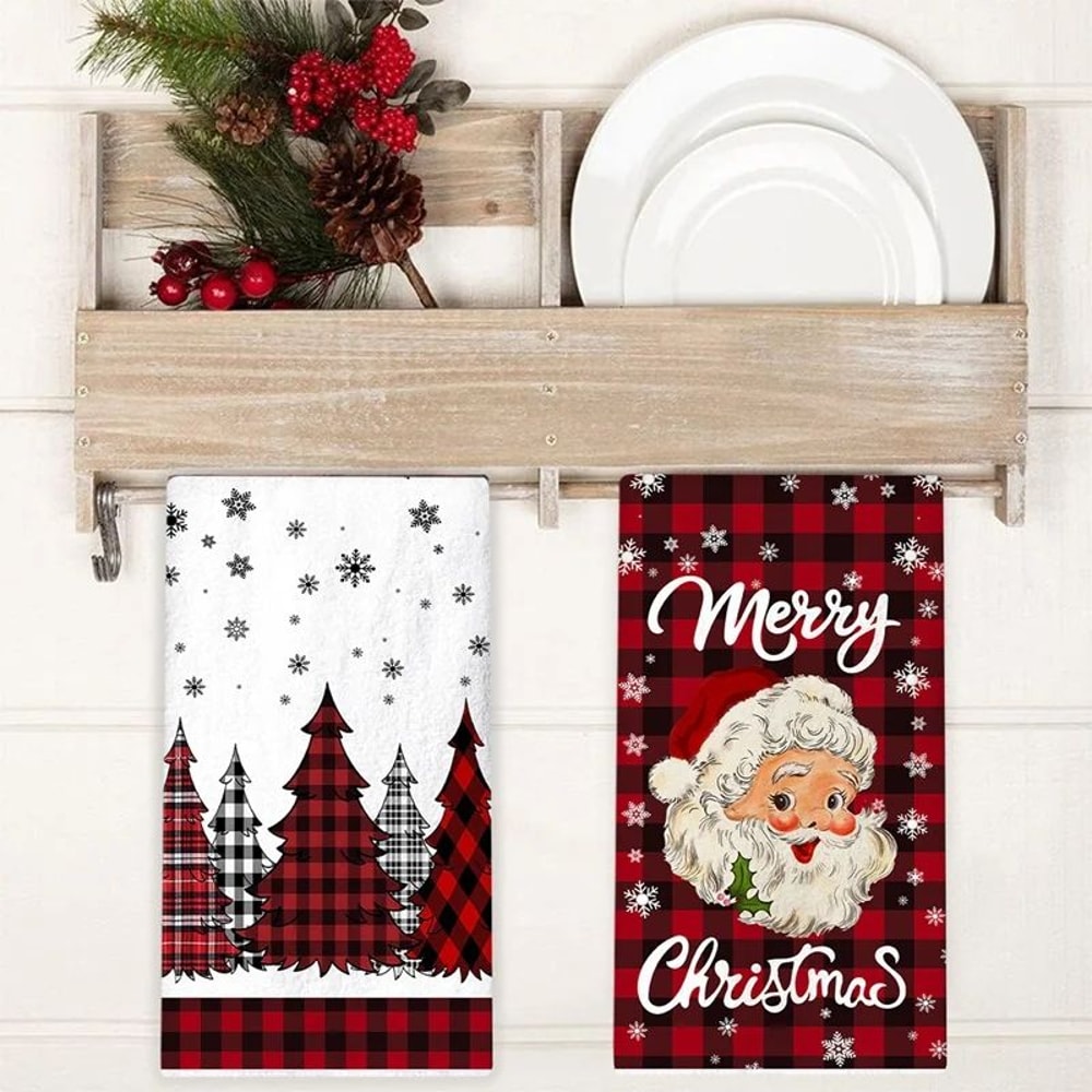 Merry Christmas Santa Kitchen Towels Set 6