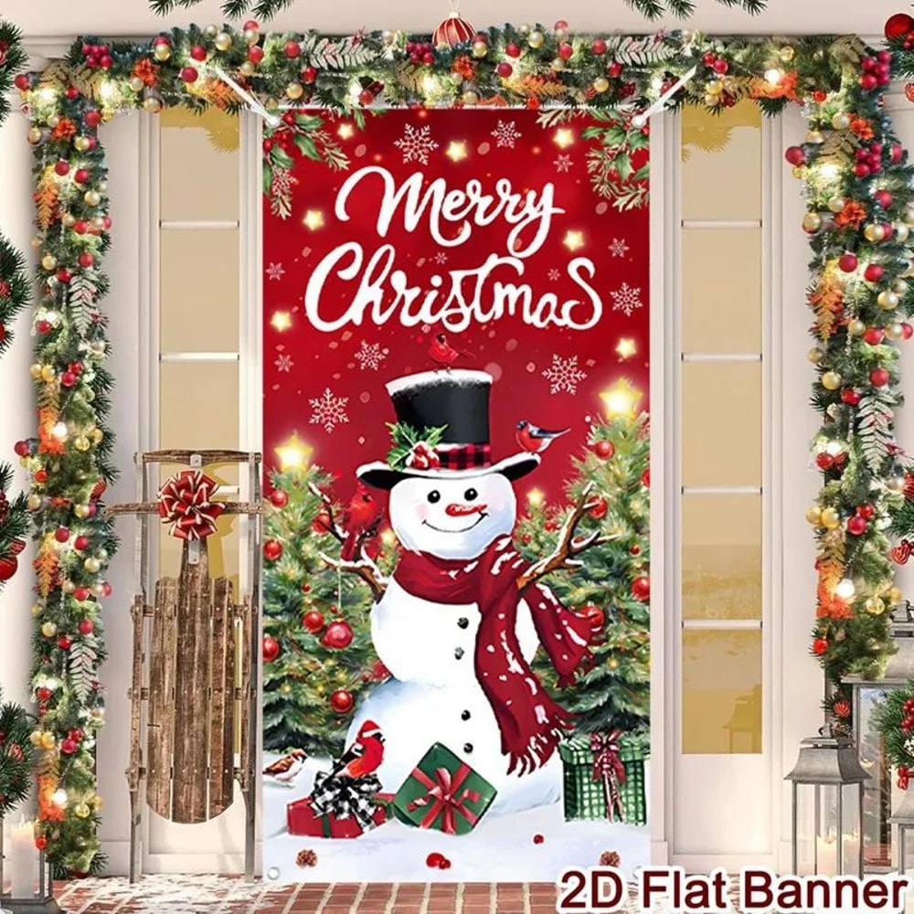 Merry Christmas Porch Door Banner Hanging Decoration 0
