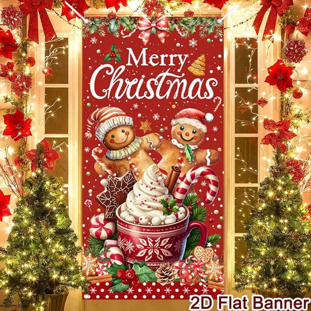 Merry Christmas Porch Door Banner Hanging Decoration 3
