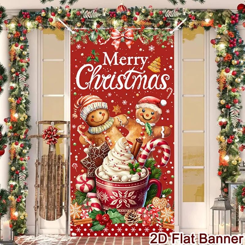 Merry Christmas Porch Door Banner Hanging Decoration 4