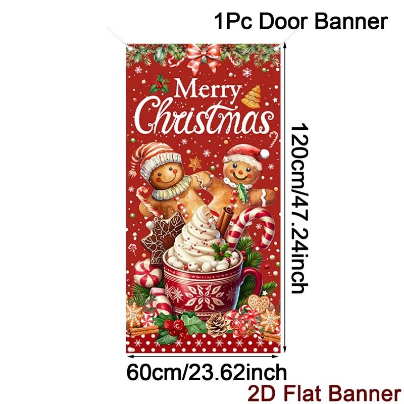 Merry Christmas Porch Door Banner Hanging Decoration 9