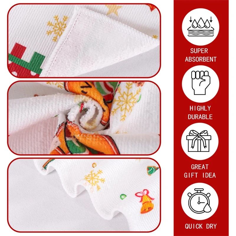 Merry Christmas Gingerbread Man Kitchen Towels Set 5