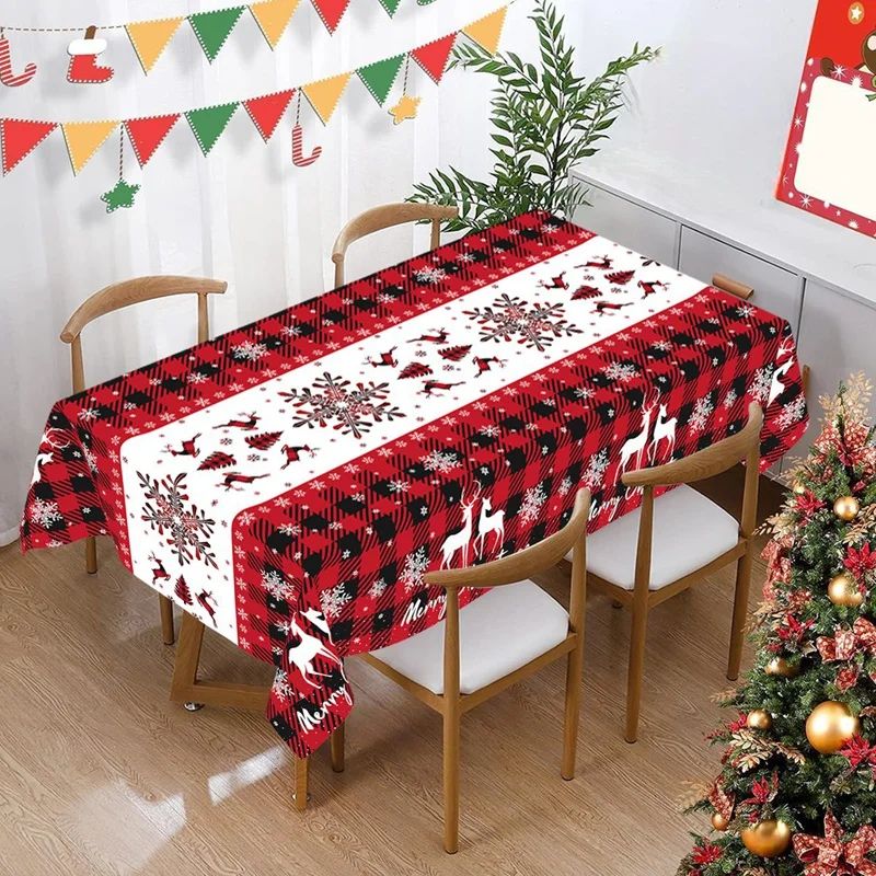 Merry Christmas PE Tablecloth Holiday Party Table Cover 3