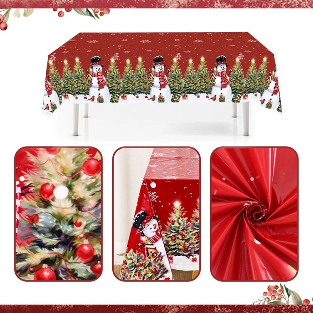 Merry Christmas PE Tablecloth Holiday Party Table Cover 6